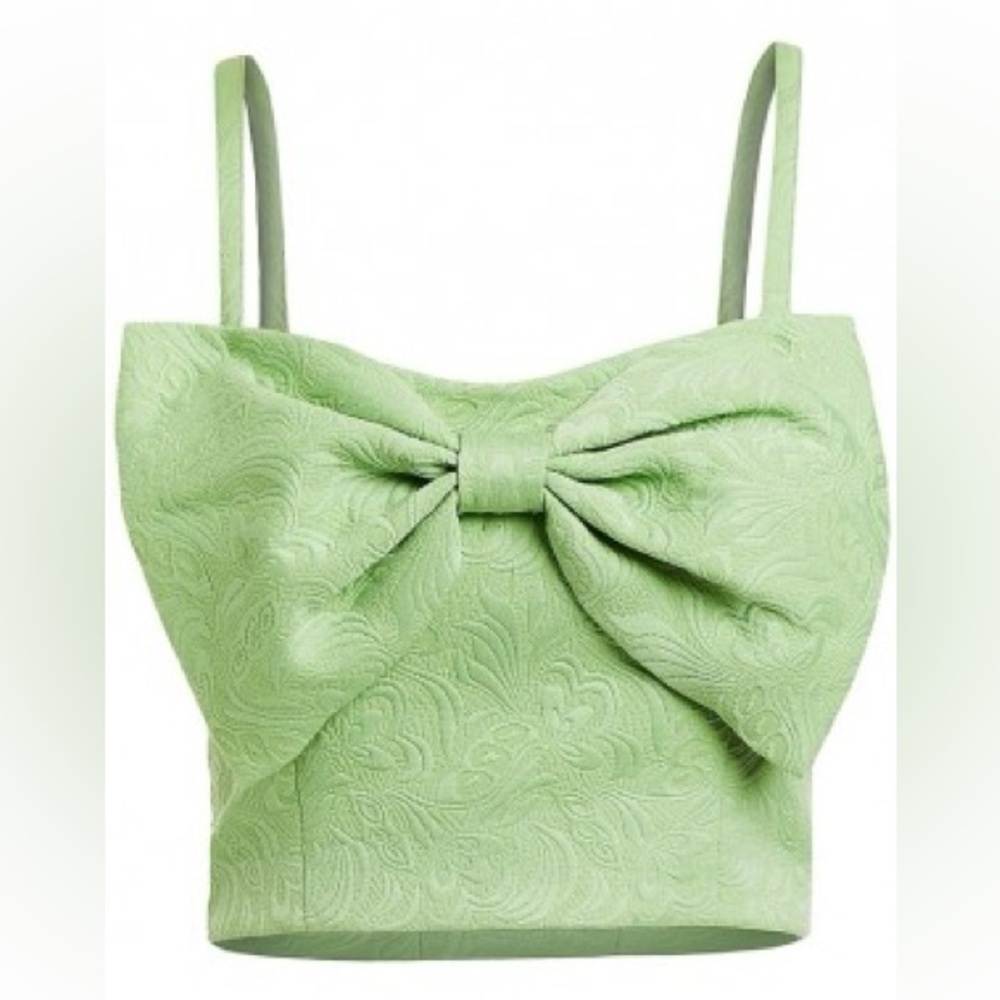 NWOT Women's Corazon Bow Jacquard Crop Top